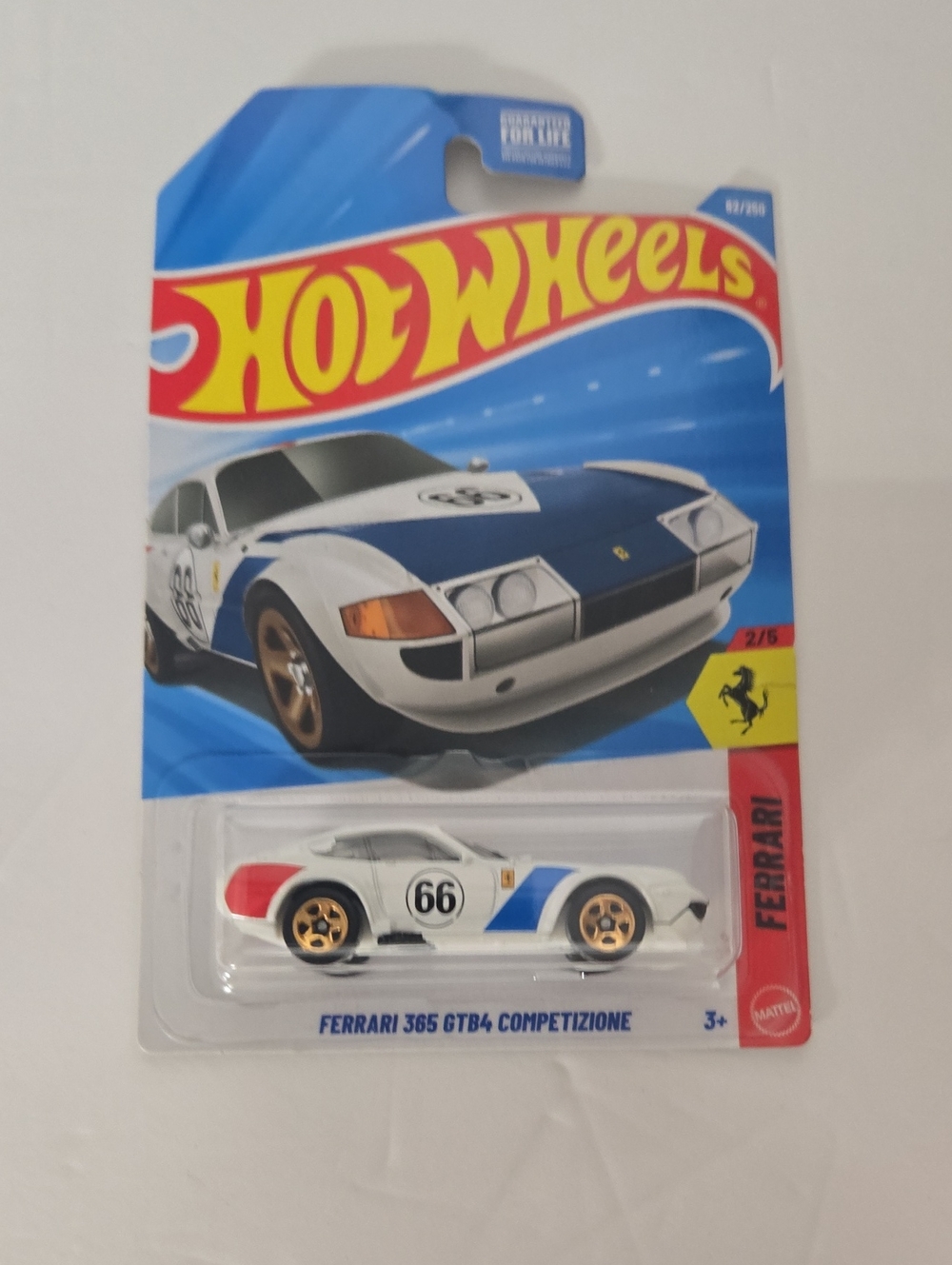 Ferrari 365 GTB4 Competizione Toy Car - White with Blue & Red Accents